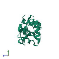 PDB entry 1lsf coloured by chain, side view.