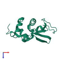 PDB entry 1lsm coloured by chain, top view.