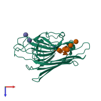 PDB entry 1lte coloured by chain, top view.