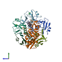 PDB entry 1lti coloured by chain, side view.