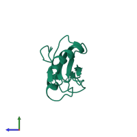 PDB entry 1lun coloured by chain, side view.