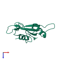 PDB entry 1lun coloured by chain, top view.