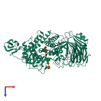 PDB entry 1lxm coloured by chain, top view.