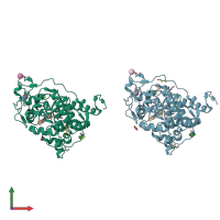 PDB entry 1ly8 coloured by chain, front view.