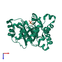 PDB entry 1lyx coloured by chain, top view.