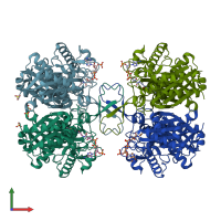 PDB entry 1m3z coloured by chain, front view.