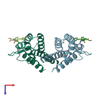 PDB entry 1m48 coloured by chain, top view.