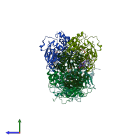 PDB entry 1m54 coloured by chain, side view.