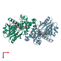 PDB entry 1m76 coloured by chain, top view.