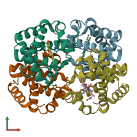 PDB entry 1m9p coloured by chain, front view.