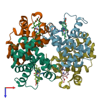 PDB entry 1m9p coloured by chain, top view.