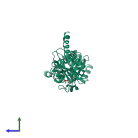 PDB entry 1mc0 coloured by chain, side view.