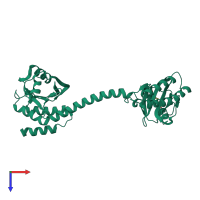 PDB entry 1mc0 coloured by chain, top view.