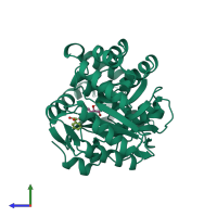 PDB entry 1mdl coloured by chain, side view.
