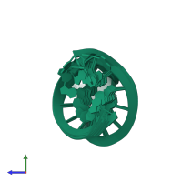 PDB entry 1mfj coloured by chain, ensemble of 10 models, side view.