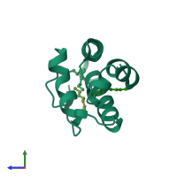 PDB entry 1mid coloured by chain, side view.