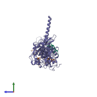 PDB entry 1mje coloured by chain, side view.