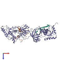 PDB entry 1mje coloured by chain, top view.