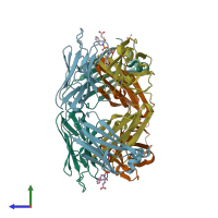 PDB entry 1mjj coloured by chain, side view.