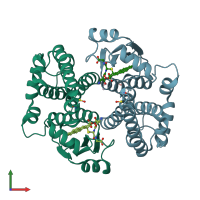 PDB entry 1ml6 coloured by chain, front view.