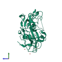 Monomeric assembly 1 of PDB entry 1ml9 coloured by chemically distinct molecules, side view.