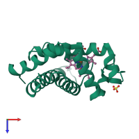 PDB entry 1mlk coloured by chain, top view.