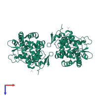 Phenylalanine-4-hydroxylase in PDB entry 1mmk, assembly 1, top view.