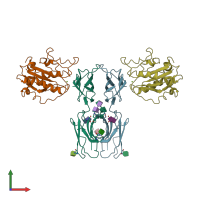 PDB entry 1mq8 coloured by chain, front view.