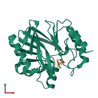 PDB entry 1mqo coloured by chain, front view.