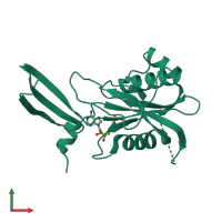 PDB entry 1mr2 coloured by chain, front view.