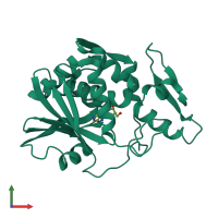 Monomeric assembly 1 of PDB entry 1mrk coloured by chemically distinct molecules, front view.