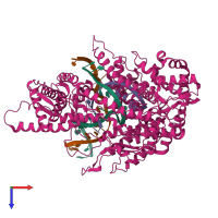 PDB entry 1msw coloured by chain, top view.