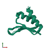 PDB entry 1msz coloured by chain, ensemble of 20 models, front view.