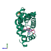 PDB entry 1mti coloured by chain, side view.