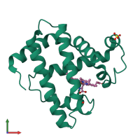 Monomeric assembly 1 of PDB entry 1mtj coloured by chemically distinct molecules, front view.