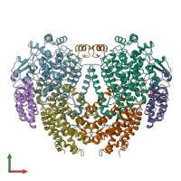 PDB entry 1mty coloured by chain, front view.