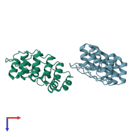 PDB entry 1mx2 coloured by chain, top view.