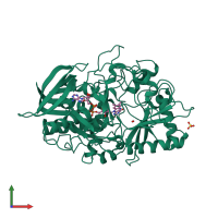 PDB entry 1mxt coloured by chain, front view.