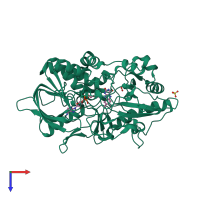 PDB entry 1mxt coloured by chain, top view.