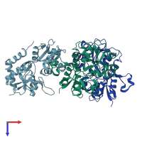 PDB entry 1mxy coloured by chain, top view.