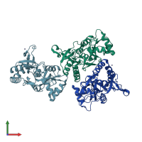 PDB entry 1my0 coloured by chain, front view.