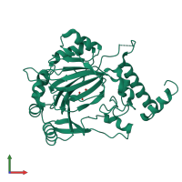 PDB entry 1mze coloured by chain, front view.