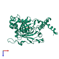 PDB entry 1mze coloured by chain, top view.