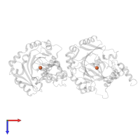 FE (II) ION in PDB entry 1mze, assembly 1, top view.