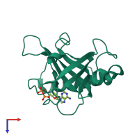 Monomeric assembly 2 of PDB entry 1n06 coloured by chemically distinct molecules, top view.