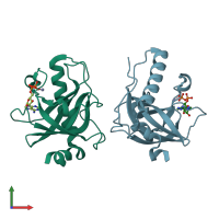 PDB entry 1n08 coloured by chain, front view.