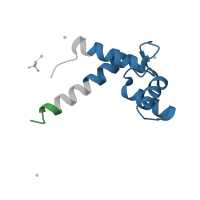 The deposited structure of PDB entry 1n0y contains 4 copies of Pfam domain PF13499 (EF-hand domain pair) in Calmodulin. Showing 2 copies in chain A.