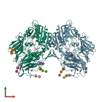 PDB entry 1n1m coloured by chain, front view.