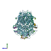 PDB entry 1n1m coloured by chain, side view.