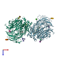 PDB entry 1n1m coloured by chain, top view.